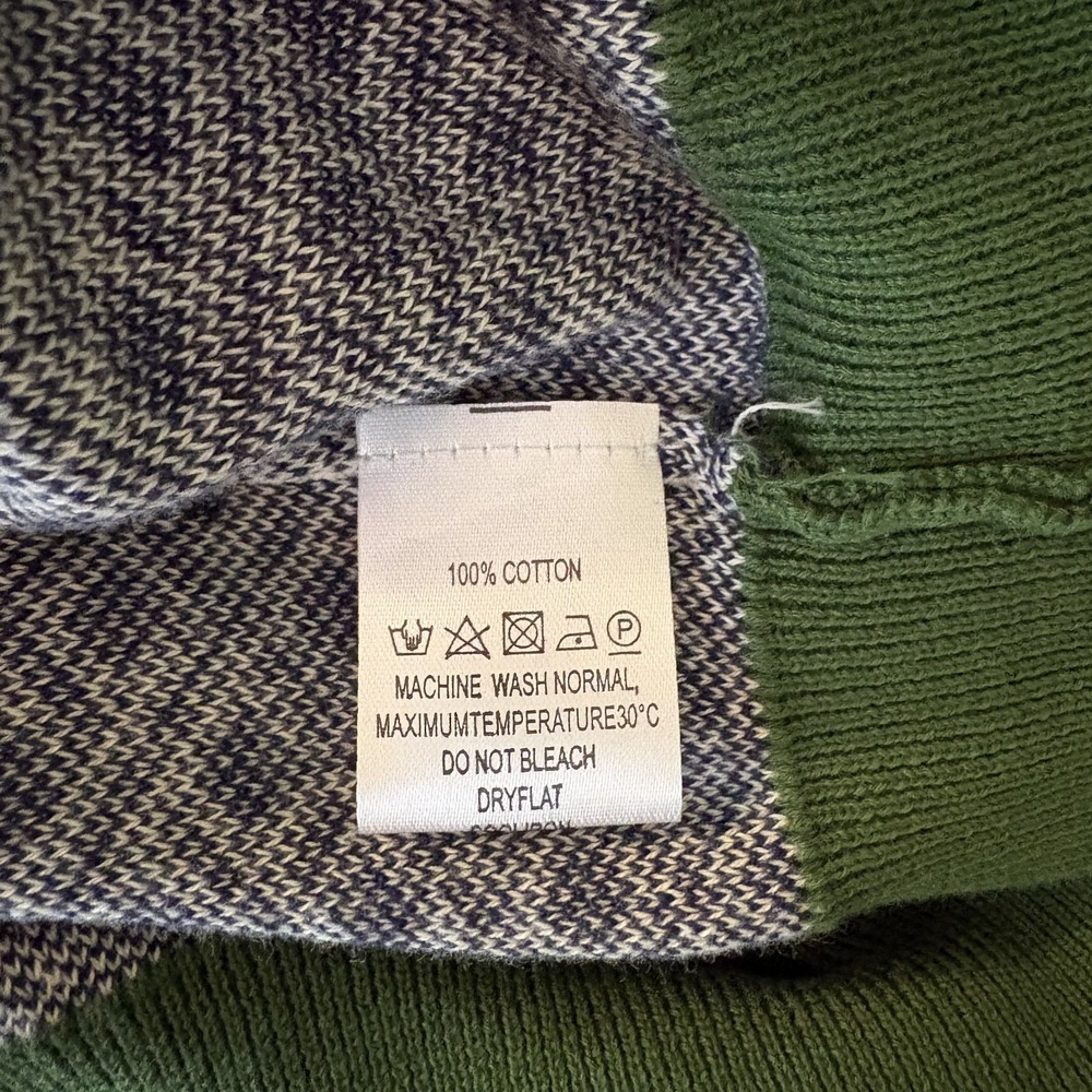 NWT OXKNIT 100% Cotton Green Patterned Bow Neck Knit Sweater Size M Preppy Twee - Picture 7 of 10